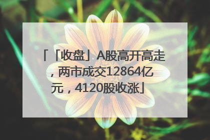 「收盘」A股高开高走，两市成交12864亿元，4120股收涨