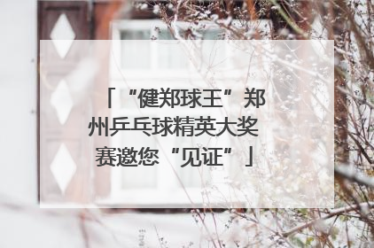 “健郑球王”郑州乒乓球精英大奖赛邀您“见证”