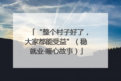 “整个村子好了，大家都能受益”（稳就业·暖心故事）