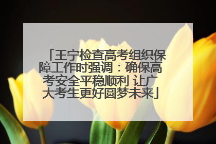 王宁检查高考组织保障工作时强调：确保高考安全平稳顺利 让广大考生更好圆梦未来