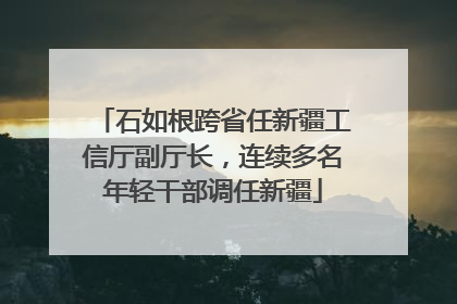 石如根跨省任新疆工信厅副厅长，连续多名年轻干部调任新疆