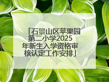 石景山区苹果园第二小学2025年新生入学资格审核认定工作安排