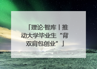 理论·智库丨推动大学毕业生“背双肩包创业”