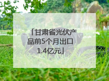 甘肃省光伏产品前5个月出口1.4亿元