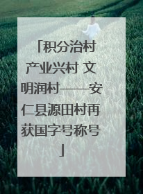 积分治村 产业兴村 文明润村——安仁县源田村再获国字号称号