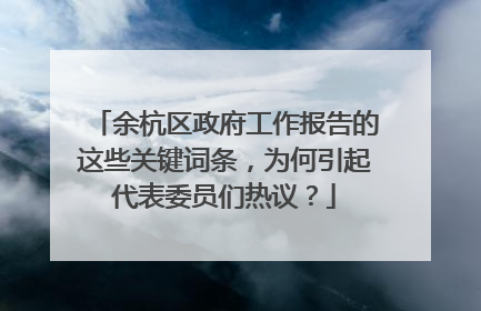 余杭区政府工作报告的这些关键词条，为何引起代表委员们热议？