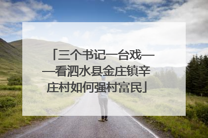 三个书记一台戏——看泗水县金庄镇辛庄村如何强村富民