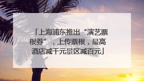 上海浦东推出“演艺票根券”，上传票根，最高酒店减千元景区减百元