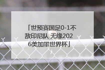 世预赛国足0-1不敌印尼队 无缘2026美加墨世界杯