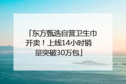 东方甄选自营卫生巾开卖！上线14小时销量突破30万包