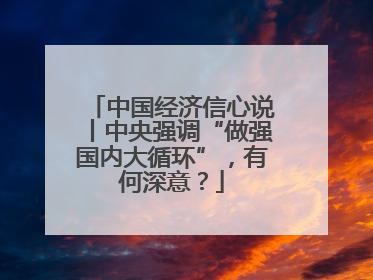 中国经济信心说丨中央强调“做强国内大循环”，有何深意？