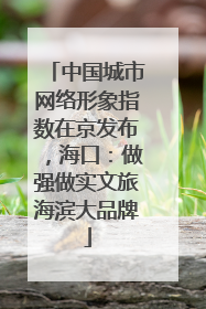 中国城市网络形象指数在京发布，海口：做强做实文旅海滨大品牌