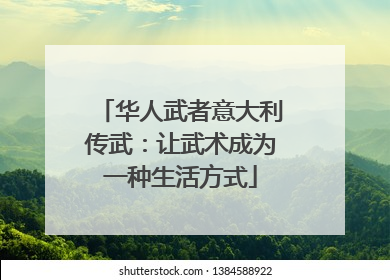 华人武者意大利传武：让武术成为一种生活方式