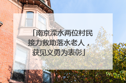 南京溧水两位村民接力救助落水老人，获见义勇为表彰
