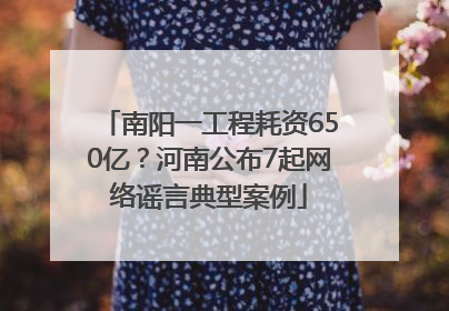 南阳一工程耗资650亿？河南公布7起网络谣言典型案例