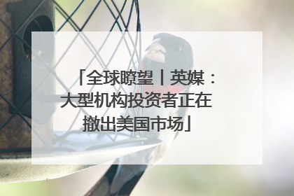 全球瞭望丨英媒：大型机构投资者正在撤出美国市场