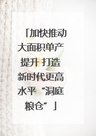 加快推动大面积单产提升 打造新时代更高水平“洞庭粮仓”