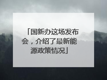 国新办这场发布会，介绍了最新能源政策情况