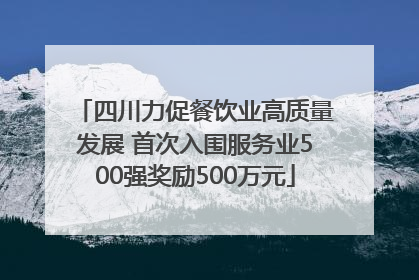 四川力促餐饮业高质量发展 首次入围服务业500强奖励500万元