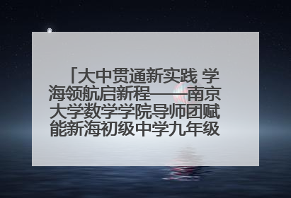 大中贯通新实践 学海领航启新程——南京大学数学学院导师团赋能新海初级中学九年级学子生涯规划