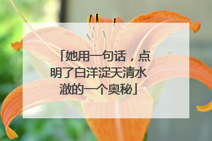 她用一句话，点明了白洋淀天清水澈的一个奥秘