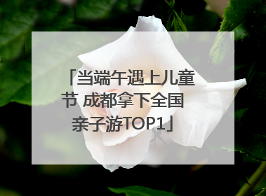 当端午遇上儿童节 成都拿下全国亲子游TOP1