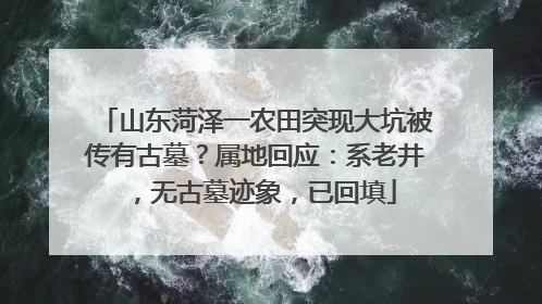 山东菏泽一农田突现大坑被传有古墓？属地回应：系老井，无古墓迹象，已回填