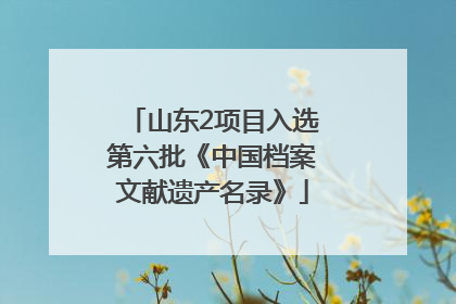 山东2项目入选第六批《中国档案文献遗产名录》