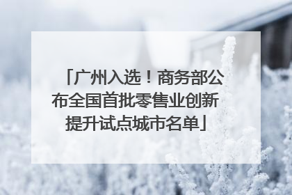 广州入选！商务部公布全国首批零售业创新提升试点城市名单
