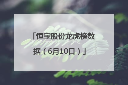 恒宝股份龙虎榜数据（6月10日）