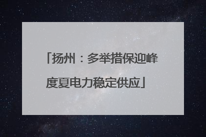 扬州：多举措保迎峰度夏电力稳定供应