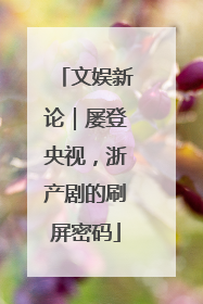 文娱新论｜屡登央视，浙产剧的刷屏密码