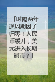 时隔两年逆周期因子归零！人民币缓升，美元进入长期熊市？