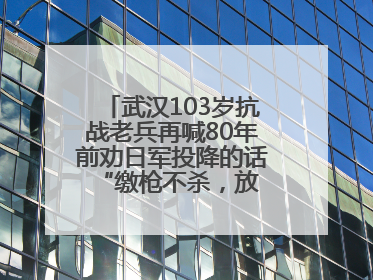 武汉103岁抗战老兵再喊80年前劝日军投降的话 “缴枪不杀，放你回家”