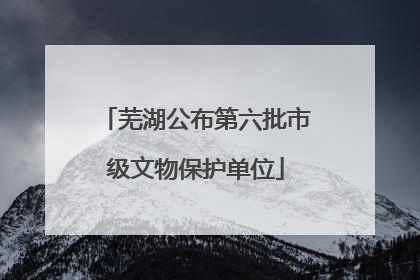 芜湖公布第六批市级文物保护单位
