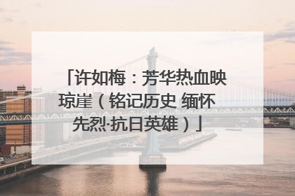 许如梅：芳华热血映琼崖（铭记历史 缅怀先烈·抗日英雄）