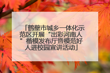 鹤壁市城乡一体化示范区开展“出彩河南人”楷模发布厅暨模范好人进校园宣讲活动