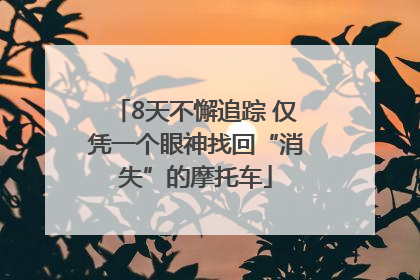8天不懈追踪 仅凭一个眼神找回“消失”的摩托车